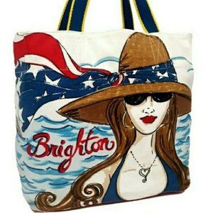 Brighton Carry All Canvas Tote Hand-Painted Bag
